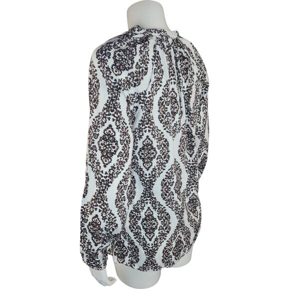 Belle by Kim Gravel Floral Ikat Blouson Sleeve Blouse Hot Fudge XX-Small - Picture 7 of 15